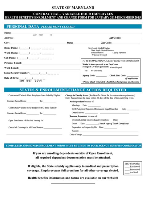 Benefits Enrollment Form Template