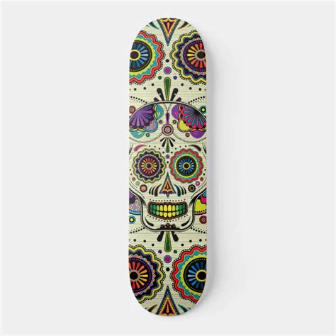 Sugar Skull Art Day Of The Dead Skateboard Zazzle