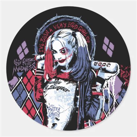 Suicide Squad Harley Quinn Inked Graffiti Classic Round Sticker