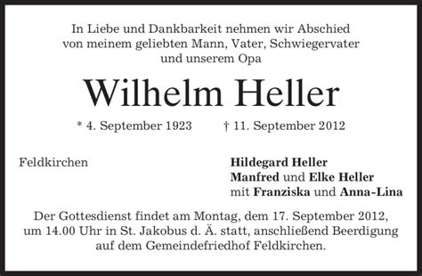 Traueranzeigen Von Wilhelm Heller Trauer Merkur De