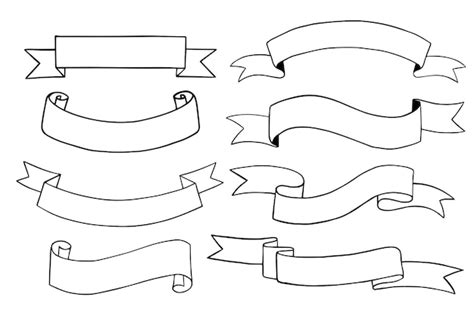 Ensemble Vectoriel De Doodle De Banni Re De Ruban Isol Sur Fond Blanc