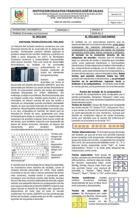 InformÁtica Sexto Grado R G H El Teclado Y Sus Partes