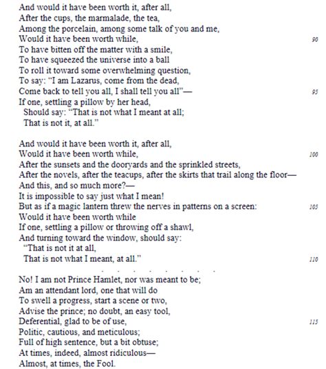 Analysis Of Poem The Love Song Of J Alfred Prufrock By T S Eliot