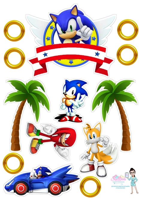 Topper de bolo tema Sonic Bolo de aniversário sonic Kit festa de