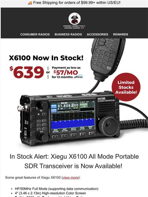 Radioddity Good News Xiegu X6100 Now In Stock Milled