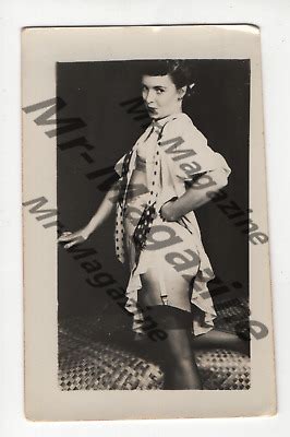 Vintage Risqué Sexy Cheesecake Pinup B W x Brunette Lingerie Stockings PD eBay