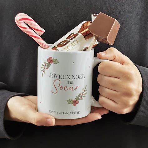 Mug Joyeux Noël ma soeur et ses confiseries rétro cadeau personnalisé