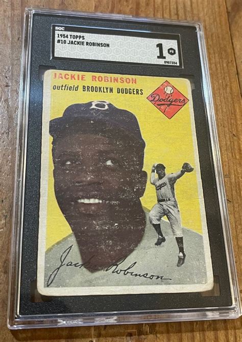 Topps Baseball Card Jackie Robinson Sgc Brooklyn Dodgers