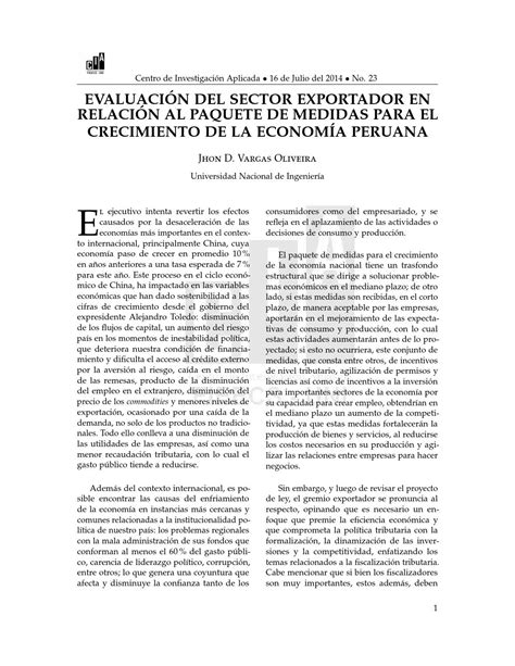 023 Evaluación Del Sector Exportador En Relación Al Paquete De Medidas