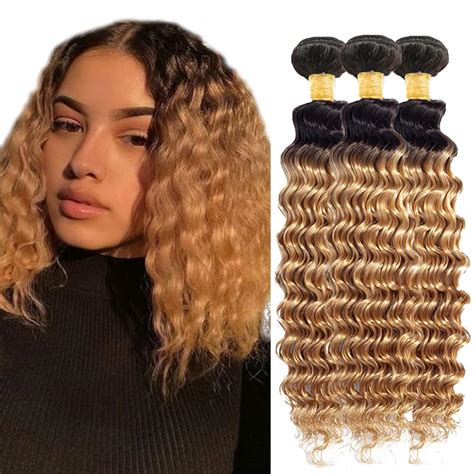 Amazon B Deep Wave Bundles Human Hair Ombre Blonde Bundles Brazilian Virgin Remy Mixed