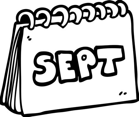 line drawing cartoon calendar showing month of september 12145128 ...