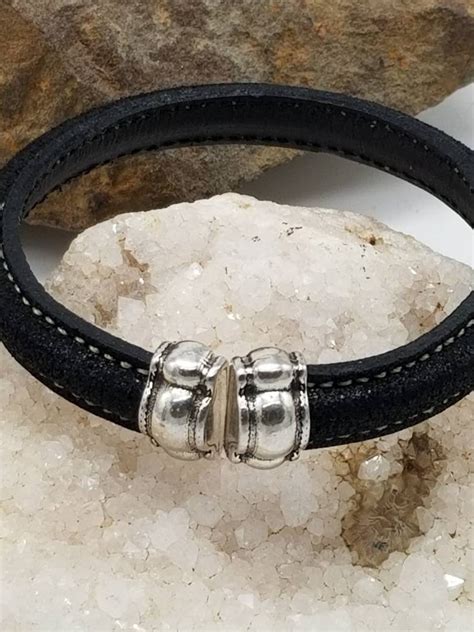 Black Leather Cuff Leather Cuff Bracelet Etsy