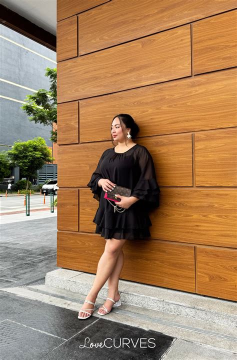 Flirty Ruffle Chiffon Dress - Black – Love Curves Ph