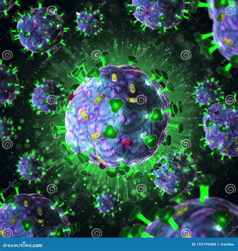 3d Render Of Pathogenic Virus Organism Or Bacteria Infecting And