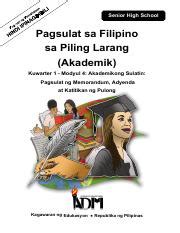 Module 3 Pdf Senior High School Pagsulat Sa Filipino Sa Piling Larang