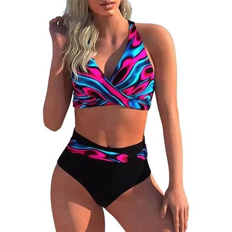 Maillot de Bain Pièces Bikini Femme Chic Vintage Taille Haute Femmes Deux pièces Tankini