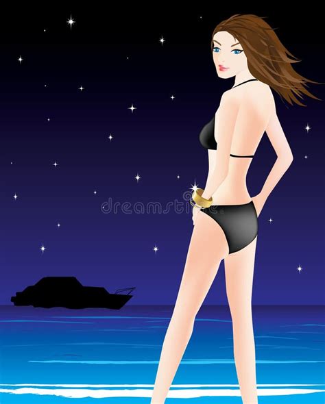 Black Bikini Girl Stock Vector Illustration Of Female 10984589