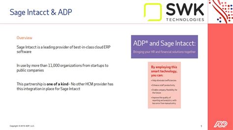 Sage Intacct ADP Workforce Now Integration Overview SWK