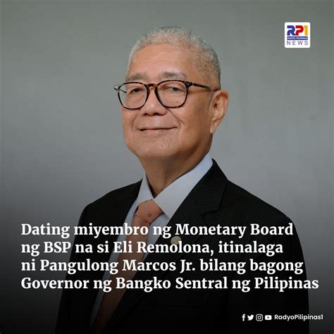 Dating Miyembro Ng Monetary Board Ng Bsp Na Si Eli Remolona Itinalaga