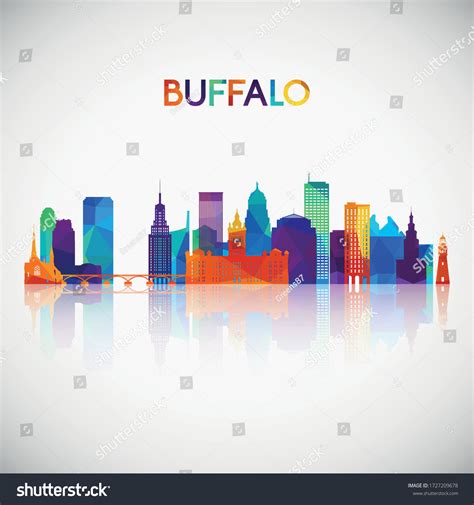 Buffalo Skyline Silhouette Colorful Geometric Style Stock Vector (Royalty Free) 1727209678