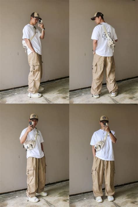 Trendy Light Cream Cargo Pants For Men