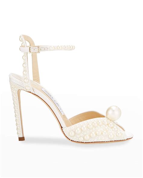 Jimmy Choo Sacora Faux Pearl Sandals White White Editorialist