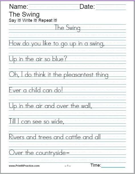 Handwriting Practice Worksheets For Grade 2