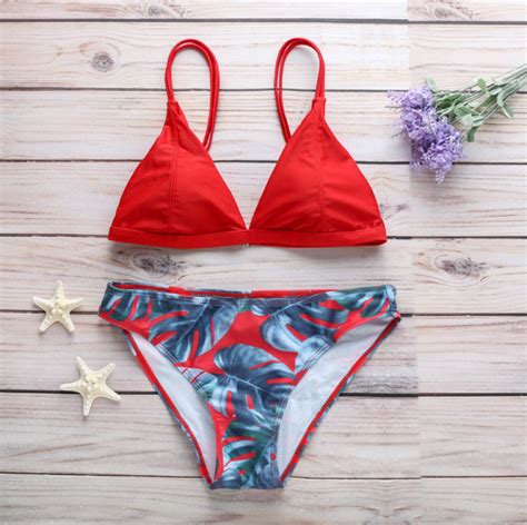 Modern Women Triangle Floral Print Bikini Set Suzhoudress Co Uk