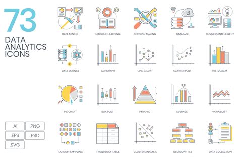 73 Data Analytics Icons Design Cuts