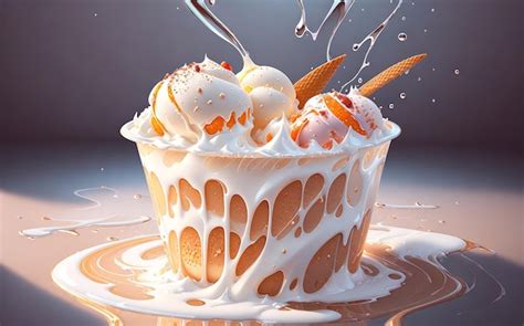 Premium AI Image | ice cream in water splash realistic composition