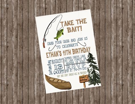 Fishing Birthday Invitation Gone Fishing Birthday Invite Etsy