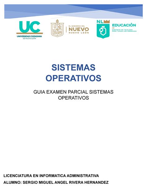 GUIA Examen Parcial Sistemas Operativos GUIA EXAMEN PARCIAL SISTEMAS