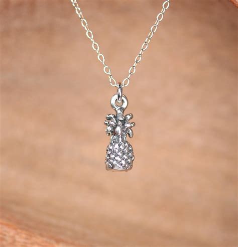 Pineapple Necklace Sterling Silver Pineapple Necklace Fruit Jewelry