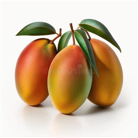 A Group Of Three Mango Fruits On White Background Generative AI