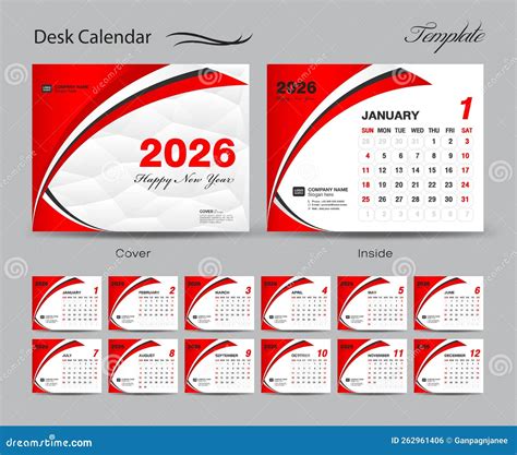 Calendar 2026 Template Set Vector Week Starts Sunday Set Of 12 Month