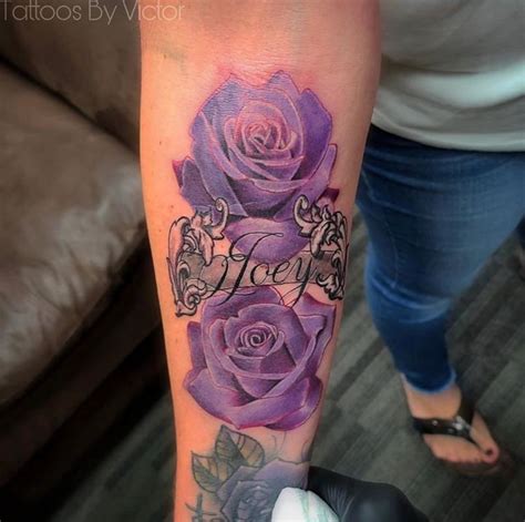 Purple Rose Memorial Piece By Victor Alvarez Tattoos