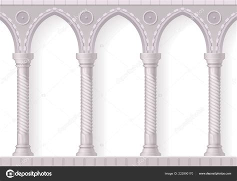 Cuatro columnas blancas antiguas Composición realista Vector de stock