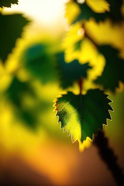 Folhas De Uva Sob A Natureza Verde Da Luz Solar Em Fundo Brilhante