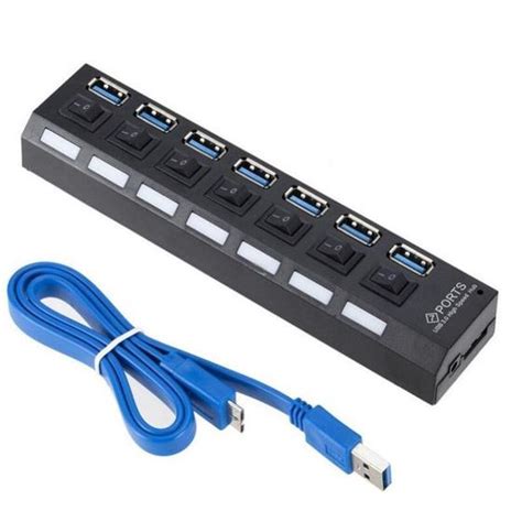 Hub Usb 7 Portas USB 3 0 Switch E Led Indicador Suporta 1TB LEY 199