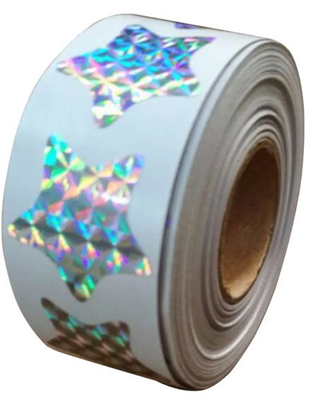 Glitter Star Shape Stickers - 1.1" Inch - 500 Per Roll - Shiny Metallic ...