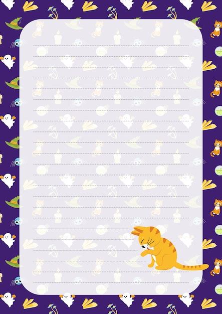 Premium Vector | Red cat note paper page halloween notebook sheet ...