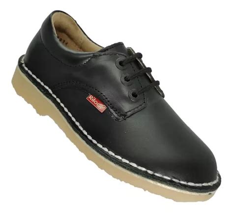 Zapato Escolar Para Niño De Piel Suela Goma Negro Rilo 6814 Envío gratis