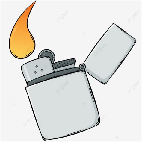 Cartoon Lighter Lighter Lighter Flame Silver Lighter PNG Transparent