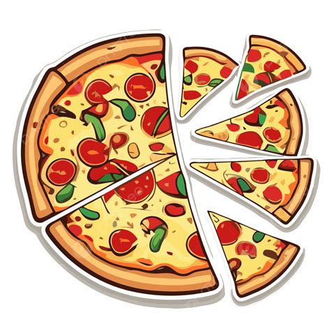 Pizza Sticker With A Slice Taken Out Of It Clipart Vector Pizza Slices