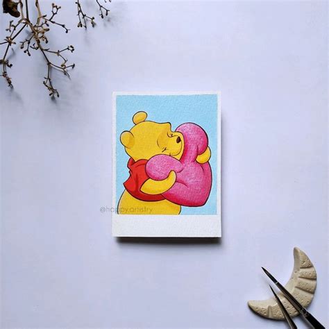 Cutest Winnie The Pooh Polaroid Painting Disney Concept Art Boho