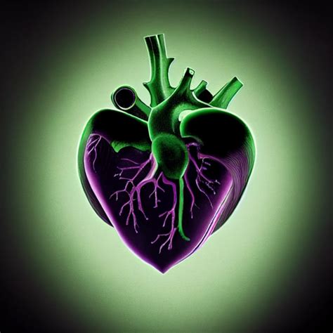 Human Anatomy Heart Green Purple Candy Paint Black Midjourney Openart