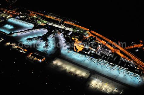 Aerial Photograph At Night Frankfurt Am Main Night View Of Runway