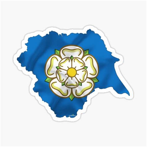 "YORKSHIRE County Flag White Rose of York England Sticker Style 2 ...