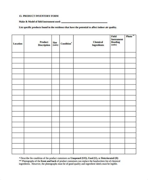 Inventory 34 Examples Word Excel Pages Charts Google Docs