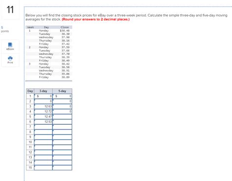 Solved Below You Will Find The Closing Stock Prices For Ebay Chegg